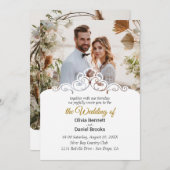 エレガントな結婚式の招待状カード（写真あり） 招待状 (正面/裏面)