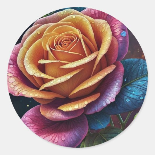 エレガントな結婚式の招待状シールローズ ラウンドシール (正面)