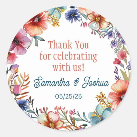 エレガントな結婚式の招待状シール ラウンドシール (正面)