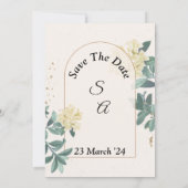 エレガントな結婚式の招待状, シンプルな緑とベージュ 招待状 (裏面)