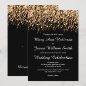 エレガントな結婚式の招待状 セーブ・ザ・デート 星の金 招待状 (正面/裏面)