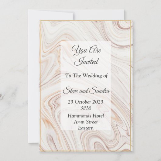 エレガントな結婚式の招待状, ピンクの大理石模様 招待状 (正面)