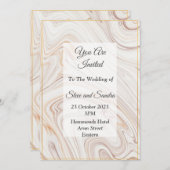 エレガントな結婚式の招待状, ピンクの大理石模様 招待状 (正面/裏面)