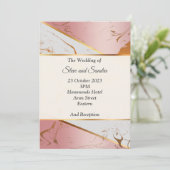 エレガントな結婚式の招待状, ピンクの大理石模様 招待状 (スタンド正面)