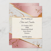 エレガントな結婚式の招待状, ピンクの大理石模様 招待状 (正面/裏面)