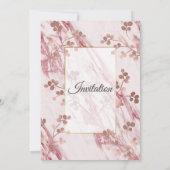 エレガントな結婚式の招待状, ピンクの花模様が大理石風 招待状 (裏面)