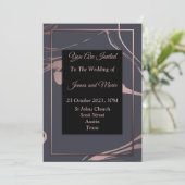 エレガントな結婚式の招待状, ピンク, グレー, 大理石 招待状 (スタンド正面)