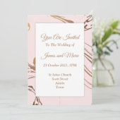 エレガントな結婚式の招待状, ピンク, 白, 大理石 招待状 (スタンド正面)