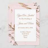エレガントな結婚式の招待状, ピンク, 白, 大理石 招待状 (正面/裏面)