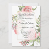 エレガントな結婚式の招待状, ピンク, 花柄, ヴィンテージ 招待状 (正面)