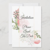 エレガントな結婚式の招待状, ピンク, 花柄, ヴィンテージ 招待状 (裏面)