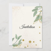 エレガントな結婚式の招待状, ベージュ グリーン ゴールド 招待状 (裏面)