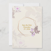 エレガントな結婚式の招待状, ベージュ, 紫 招待状 (裏面)