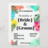 エレガントな結婚式の招待状 | モダンなデザイン 招待状 (正面/裏面)