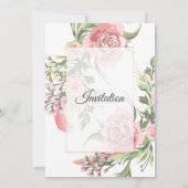 エレガントな結婚式の招待状, ヴィンテージ ピンク フローラル 招待状 (裏面)