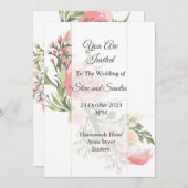 エレガントな結婚式の招待状, ヴィンテージ ピンク フローラル 招待状 (正面/裏面)