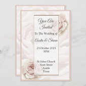 エレガントな結婚式の招待状, 大きなピンクの花 招待状 (正面/裏面)