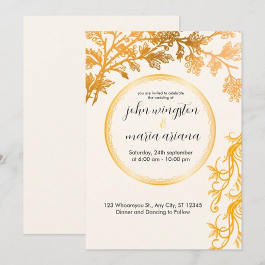 エレガントな結婚式の招待状 | 永遠の愛 招待状 (正面/裏面)