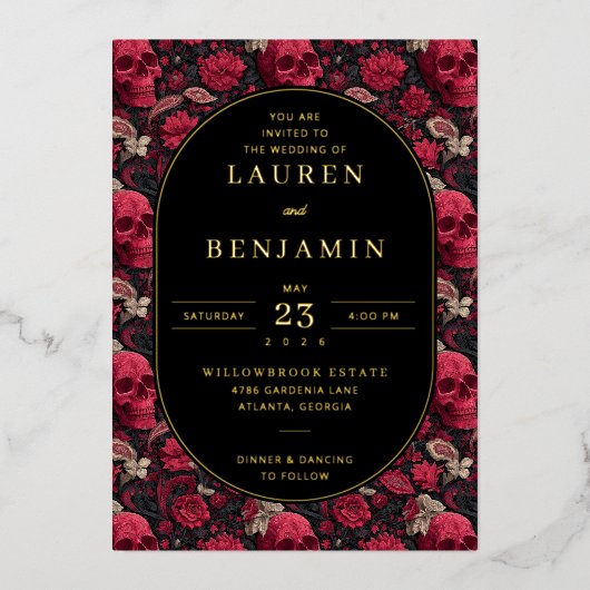 エレガントな結婚式の招待状 箔招待状 (正面)