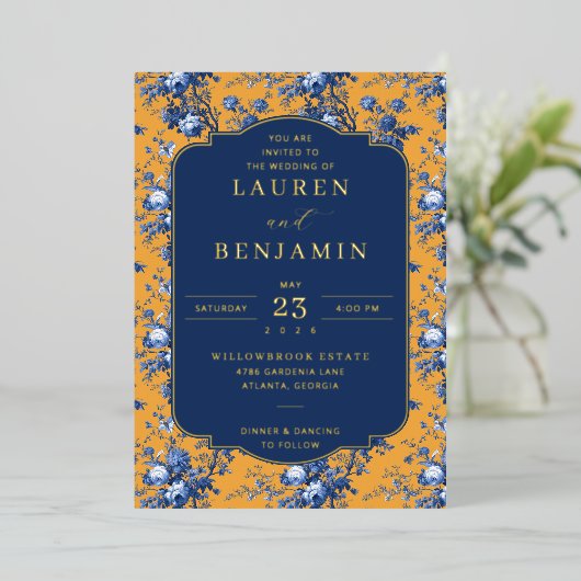 エレガントな結婚式の招待状 箔招待状 (立ち正面)