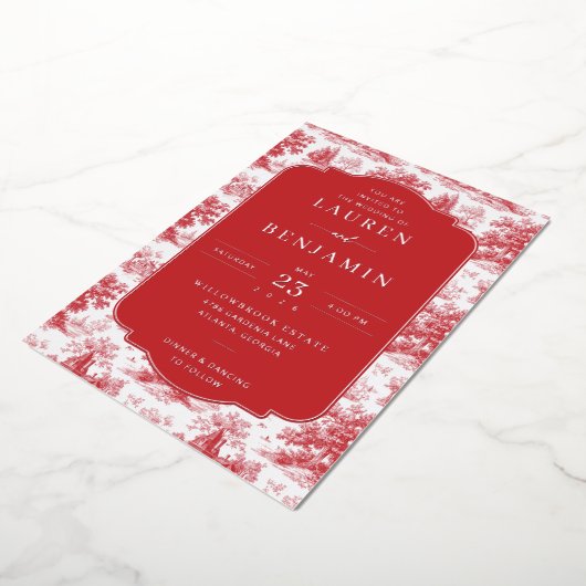 エレガントな結婚式の招待状 箔招待状 (回転した状態)