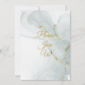 エレガントな結婚式の招待状, 緑, 金, 大理石 招待状 (裏面)