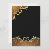 エレガントな結婚式の招待状, 黒と金のスクロール 招待状 (裏面)