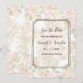 エレガントな結婚式の招待状(Save the Dateカード) 招待状 (正面/裏面)