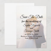 エレガントな結婚式の招待状（Save the Date）カード セーブザデート (正面/裏面)