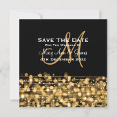 エレガントな結婚式の招待状 Save The Date ゴールドのスパークル 招待状 (裏面)