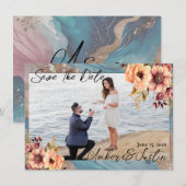 エレガントな結婚式の招待状(Save the Date) 招待状 (正面/裏面)