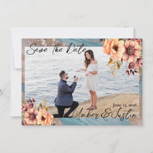 エレガントな結婚式の招待状(Save the Date) 招待状 (正面)