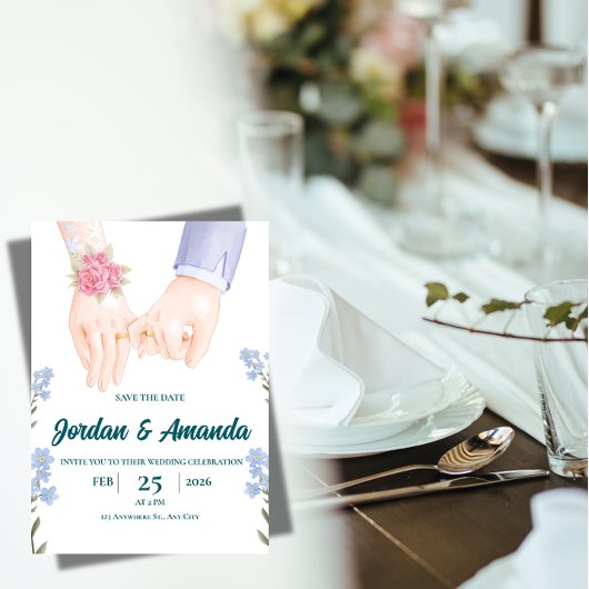 エレガントな結婚式の招待状（Save the Date） 招待状