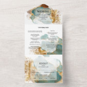 エレガントな結婚式の招待/出欠/詳細。 オールインワン招待状 (内側)