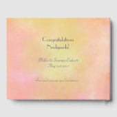 エレガントな結婚式の新婚イエローピンクの水色 ゲストブック (裏面)