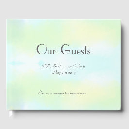 エレガントな結婚式の新婚イエローブルーウォーター色 ゲストブック