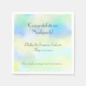 エレガントな結婚式の新婚イエローブルーウォーター色 スタンダードカクテルナプキン (正面)