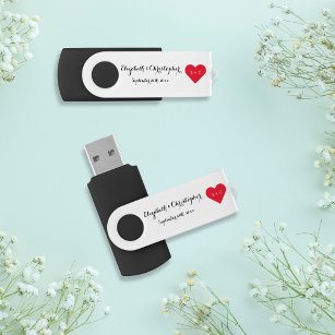 エレガントな結婚式の新婚ネームモノグラムハートUSB USBフラッシュドライブ