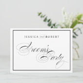 エレガントな結婚式の新郎の仲間たちへの看板 黒い枠 招待状 (スタンド正面)