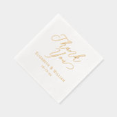 エレガントな結婚式の新郎新婦の日付ありがとうありがとう#1 箔ナプキン (右)