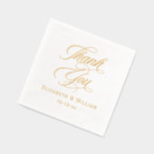 エレガントな結婚式の新郎新婦の日付ありがとうありがとう#2 箔ナプキン (左)