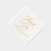 エレガントな結婚式の新郎新婦の日付ありがとうありがとう#2 箔ナプキン (右)