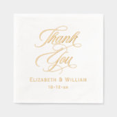エレガントな結婚式の新郎新婦の日付ありがとうありがとう#2 箔ナプキン (正面)