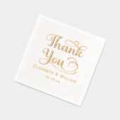 エレガントな結婚式の新郎新婦の日付ありがとうありがとう#3 箔ナプキン (左)