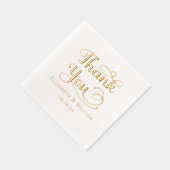 エレガントな結婚式の新郎新婦の日付ありがとうありがとう#3 箔ナプキン (右)