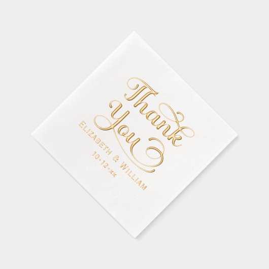 エレガントな結婚式の新郎新婦の日付ありがとうありがとう#3 箔ナプキン (右)