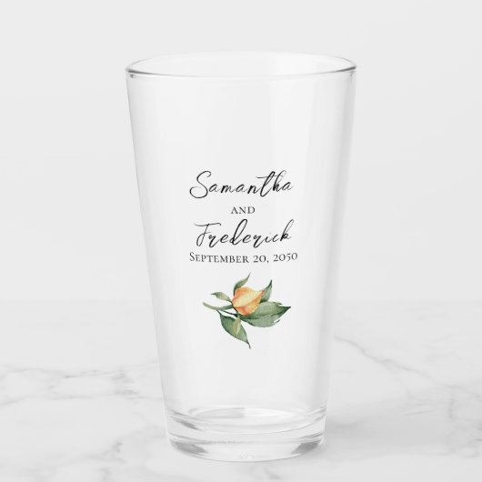 エレガントな結婚式の新郎新婦パーソナライズされた タンブラーグラス (正面)