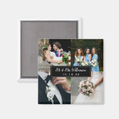 エレガントな結婚式の日のフォトコラージュ マグネット (正面/裏面)
