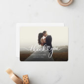 エレガントな結婚式の日の写真の手書付き感謝 ノートカード (正面/裏面インサイチュ)