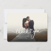 エレガントな結婚式の日の写真の手書付き感謝 ノートカード (正面)